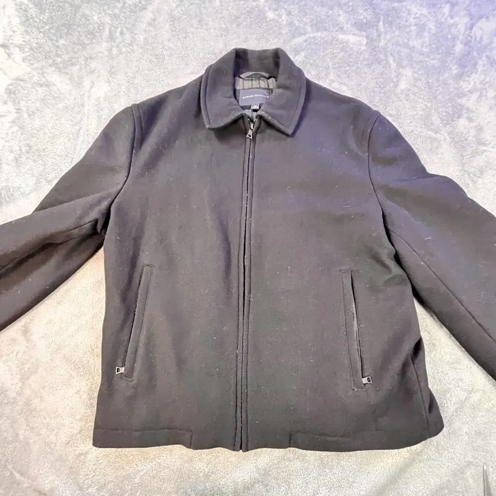 Banana Republic Jacket Mens Large Wool Cashmere Blend Full Zip Lined Bomber
